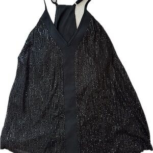 Black Sequin Halter Tank Top